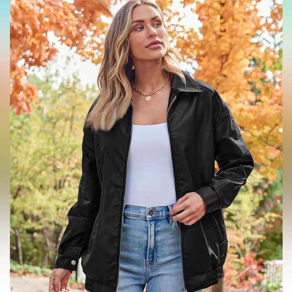 Automet Jackets & Blazers - AUTOMET Womens Oversized Leather Jackets Faux